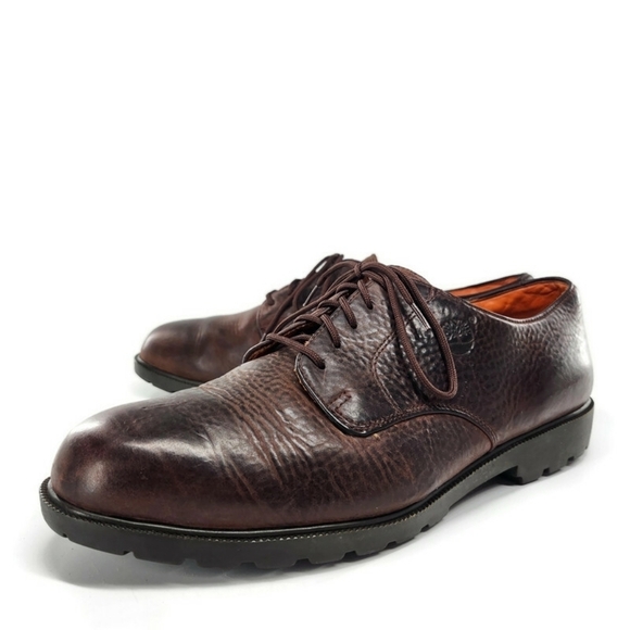 Timberland Brown Textured Waterproof Leather Lace-Up Lug-Sole Derby Style Shoes - Picture 1 of 13